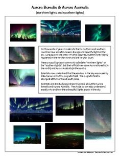 an article about aurora bores and aurora australis with pictures of the northern lights