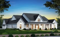 this is an artist's rendering of the farmhouse style house plans for your dream home