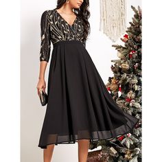 Season:Fall,Winter,Spring; Fabric:Polyester; Sleeve Length:Long Sleeve; Gender:Women's; Style:Elegant; Occasion:Party,Christmas; Dresses Type:Black Dress,Sequin Dress; Pattern:Plain; Design:Sequins,Sparkle; Neckline:V Neck; Listing Date:09/30/2024; Dress Length Type:Long Dress Maxi Dress; Print Type:non-printing Festive Winter V-neck Dresses, Black V-neck Holiday Dress, Black V-neck Dress For Holiday, Black Dress For Fall Festival, Black Festive Dress For Fall, Festive Long Sleeve Black Dresses, Black Christmas Dress For Festive Occasions, Black Christmas Festive Dress, Elegant Black Holiday Dress