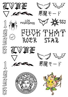 various tattoo designs on white paper