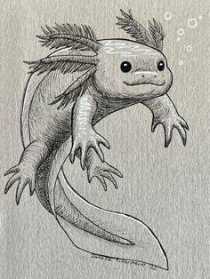 a drawing of a lizard with its mouth open