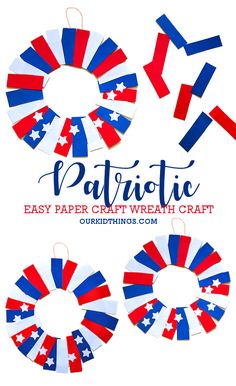 Easy Paper July 4th Wreath Craft for Kids Nursing Home Crafts, Summer School Crafts, Independence Day Activities, Babysitting Crafts, Preschool Art Projects