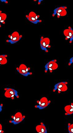 spider - man wallpaper with red and blue webmen on black background, all in the same pattern