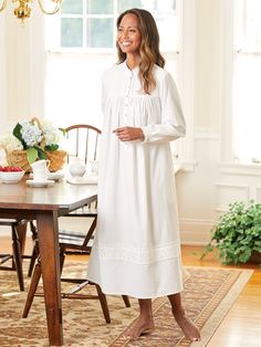 Vermont Country Store, Eileen West, Cotton Nightgown, Nightgowns For Women, Country Store, Nightgowns, Brushed Cotton, Sleepwear Women, Mandarin Collar