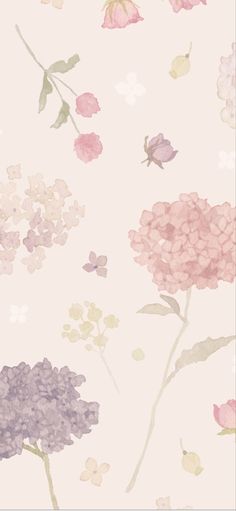 a pink and purple flowered wallpaper with butterflies on it's back side