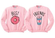 Coffee Duo, Duo Friends, Bff Outfits Matching, Bff Sweatshirts, Best Friend Sweatshirts, Best Friend Hoodies, Coffee Donut, Best Friend T Shirts, Bff Shirts