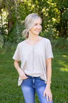 We've got the perfect tee to help you get up and go! This slub knit tee features a raw seam detail and oversized fit. Say goodbye to sluggish days and hello to fall adventures! Get your new go-to tee before it's gone! Features: scoop neck, slub knit, mineral wash, raw seam, relaxed fit Color: Grey100% Cotton For full care instructions, please refer to the manufacturer's label. Fit: True to size. Length: Hits just past the hipBust: Relaxed with giveWaist: Flowy with giveHips: Flowy with give Mode Get Up And Go, Effortless Chic, Knit Tees, Clothing Boutique, Cozy Sweaters, Small Tops, Get Up, Affordable Fashion, Perfect Outfit