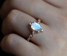 Moonstone Engagement, Moonstone Engagement Ring, Art Deco Engagement, Blue Moonstone, Rainbow Moonstone Ring, Morganite Engagement Ring, Deco Engagement Ring, Art Deco Engagement Ring, Sapphire Engagement