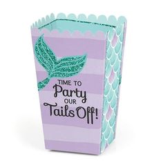 Include a display of sweet treats or non-edible items into your Party Decor by using our Let's Be Mermaids - Baby Shower or Birthday Party Favor Popcorn Treat Boxes! These boxes, measuring 5.75 inches tall by 3.5 inches square at the top, and sold in sets of 12, are the perfect size for your favorite bite-sized candy, treat, or favor boxes with non-edible favors! Display several in a grouping on a candy buffet table allowing guests to sample several treats, or send each person home with their ow Popcorn Treat, Mermaid Party Supplies, Mermaid Birthday Party Decorations, Mermaid Party Favors, Mermaid Party Decorations, Mermaid Theme Party, Mermaid Baby Showers, Little Mermaid Birthday, Mermaid Theme Birthday