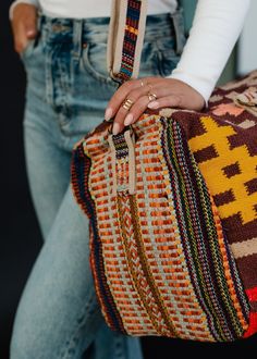 Ruggine hand-woven fine cotton, boho chic, Aztec inspired Embroidered Shoulder straps and removable crossbody strap Lined on the inside with zipper pocket and 2 open pockets 20” x 8” x 11” Mexican Style Decor, Bohemian Style Bag, Bags Inspiration, Brown With Red, Pretty Accessories, Indie Girl, Boho Style Outfits, Statement Bag, Stylish Handbags