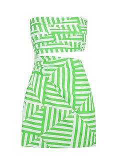 Chic Green Mini Dress With Cutout, Spring Green Mini Dress With Cutout, Green Cutout Mini Dress For Spring, Spring Geometric Pattern Mini Dress, Spring Mini Dress With Geometric Pattern, Spring Geometric Mini Dress, Chic Printed Cotton Mini Dress, Geometric Pattern Mini Dress For Spring, Geometric Pattern Mini Dress For Summer