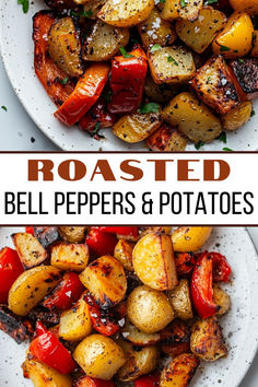 Oven Roasted Potatoes and Bell Peppers with Just 3 Ingredients Paprika Roasted Potatoes, Potato Peppers Onions, Bell Pepper And Onion Recipes, Potato And Peppers Recipes, Roasted Bell Peppers Oven, Roasted Bell Pepper Recipes, Roasted Red Potatoes Recipe, Oven Roasted Vegetables Recipes, Roasted Peppers Oven