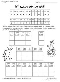 halloween mystery math worksheet for students to practice numbers and subtractions