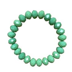 This bracelet is an absolute gem! It's matcha tea color is sure to make a statement, and the 8mm faceted rondelle cut gives it a special sparkle. Add a little sparkle to your life with this chic bracelet. Made 7 inches unless you let us know at checkout to make them smaller or larger. Please refer to our sizing page. Green Rondelle Beaded Bracelets With Faceted Beads, Green Rondelle Bracelets With Faceted Beads, Elegant Green Stretch Bracelet With Faceted Beads, Green Faceted Bracelets, Faceted Green Beaded Bracelets, Green Faceted Bracelet, Green Faceted Round Bead Bracelets, Green Stretch Bracelet With Faceted Round Beads, Nature-inspired Green Round Beads Bracelet