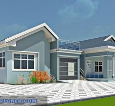 a two story house is shown in this rendering