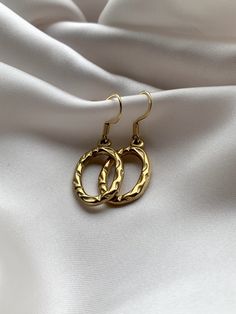 Hammered Oval Earrings Gold Elegant Oval Shaped Earring Luxurious Gift for her Wedding Style Jewellery Tarnish Resistant Oval Metal Earrings, Elegant Hammered Oval Hoop Earrings, Oval Gold Hoop Earrings For Wedding, Elegant Oval Hammered Hoop Earrings, Elegant Oval Hammered Earrings, Modern Oval Wedding Earrings, Oval Metal Earrings For Wedding, Hammered Oval Earrings For Anniversary, Oval Hammered Earrings For Anniversary