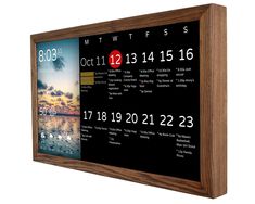 a wooden frame with calendars on it