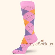 USH832: PURPLISH GRAYISH PINK MANS SOCK W/ NEON ORANGE LAVENDER ARGYLE Pink Groomsmen, Grayish Pink, Groomsmen Dress, Green On Green, Green Socks