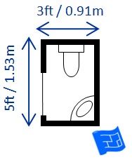 a bathroom with measurements for the height of the toilet