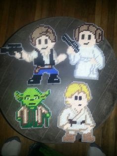 the star wars characters are made out of perler beads