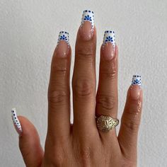 Flower French Tip, French Tip Long, Europe Nails, Blue And White Nails, Dream Ideas, Summery Nails, Coffin Press On Nails, Simple Acrylic Nails, Vacation Nails