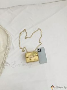 Bird in Bag - Metallic Funky Flap Square Bag Trendy Gold Bag With Chain Strap, Trendy Gold Bags With Chain Strap, Trendy Gold Shoulder Bag, Trendy Gold Rectangular Phone Bag, Chic Gold Shoulder Bag With Phone Holder, Chic Gold Phone Bag For Daily Use, Gold Rectangular Phone Bag For Evening, Gold Crossbody Phone Bag For Gift, Gold Crossbody Phone Bag As Gift