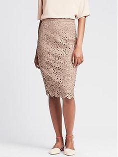 BR Monogram Cutout Lace Pencil Skirt | Banana Republic Rep Outfits, Br Monogram, Trendy Ankara Styles, Lawyer Fashion, Lace Pencil Skirt, Skirt Summer, Ankara Style, Simple Chic, Skirt Fashion