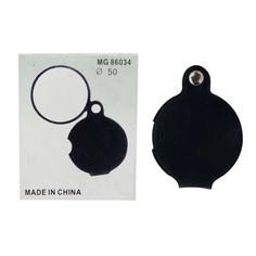 the tag is made in china and has a black plastic cover with a round shape