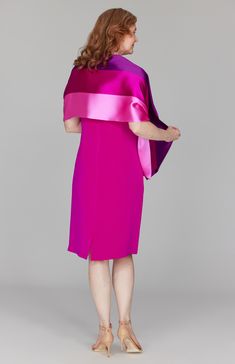 A luxurious satin shawl with beautiful three tone color combinations. The perfect layer for a sleeveless dress. Silk Knit, Satin Color, Knit Tees, Silk Crepe, Pant Shirt, New Arrival Dress, Blouse And Skirt, Skirts For Sale, Silk Dress