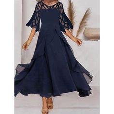 Wedding Guest Dresses Long, Women's A Line Dresses, Cheap Party Dresses, Womens Prom Dresses, Short Sleeve Maxi Dresses, Maxi Dress Navy, Vestido Casual, Dress Maxi, Samoa