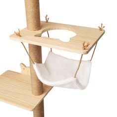 a cat tree with a hammock hanging from it