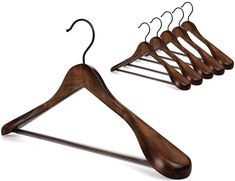 PRICES MAY VARY. Luxury & Elegant: Every hanger is well crafted. This set of 6 high quality Schima Superb wooden hangers exemplifies beauty and upscale. The smooth natural finish provides a captivating look to your closet Stronger & Thicker Non-slip Bar: Each hanger is fitted with a straight bar for hanging pants or whatever garment you deem fit in a non-slip condition. The anti-rust screw strengthens the wood bar to hang heavy clothes Wide Shoulder Design: The wide shoulder design of the hanger Hanging Pants, Best Hangers, Black Hooks, Wooden Coat Hangers, Suit Hangers, Coat Suit, Black Hook, Wood Hangers, Plastic Hangers