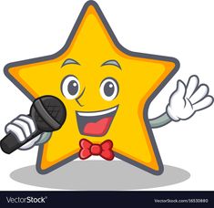 singing star cartoon character with microphone