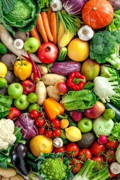 many different types of fruits and vegetables together