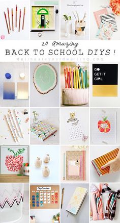 the back to school diy's collage is featured in this postcard