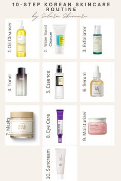 10 Korean Skin Care Routine, Korean 10 Steps Skin Care Routine, Korean Skincare Step By Step, Korean Skincare Routine Simple, Basic Korean Skincare Routine, Step Of Skincare, Aesthetic Products Skin Care, Skincare Product Routine, List Of Skin Care Products