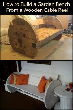 how to build a garden bench from a wooden cable reel and other diy projects