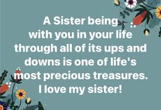 a card with the words sister being with you in your life through all of its ups and downs is one of life's most precious treasures i love my sister