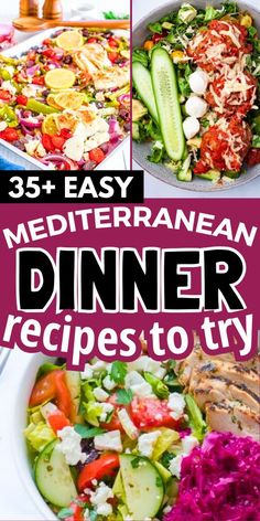 the cover of 35 + easy mediterraneanan dinner recipes to try