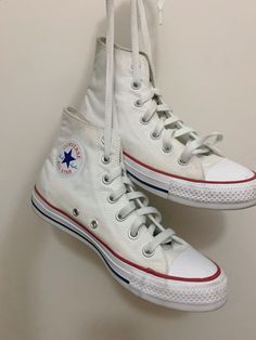 White Converse High Tops, White High Top Converse, Converse High Tops, High Tops, Hair Makeup, Nike