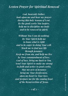 a poem written in blue ink with the words lenten prayer for spiritual renewal