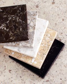 four different types of marble on top of each other