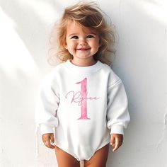 First Birthday Romper, Birthday 1 Shirt, Balloon Romper, 1st Birthday Outfit, Pink Birthday Romper, Simple Birthday Outfit, Pink Girl - Etsy Personalized Pink Top For First Birthday, Personalized Pink Tops For First Birthday, Custom Pink Tops For First Birthday, Simple Birthday Outfit, Birthday Outfit Pink, Homemade Shirts, Birthday Romper, 1st Birthday Outfit, Family Birthday Shirts