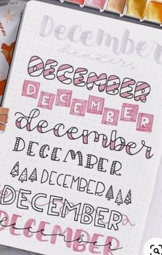 December Header, Titles Ideas, Bujo Lettering, Bullet Journal Titles, Header Ideas, Crazy Laura, Bujo Spreads, Bullet Journal Headers, December Bullet Journal