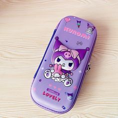 a purple case with a cartoon character on it