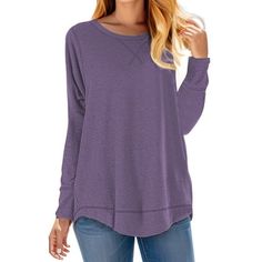 Fantaslook Womens Fall Tops Long Sleeve Shirts Casual Crewneck Tunic Top Blouses This fall tops for women use skin-friendly soft fabric comfortable to wear. Long sleeve shirts for women features crewneck, long sleeve, pullover, cross stitch, high low hem. Womens tops is classic and chic to daily wear, tops to hide belly for women, to drape in a flattering way. This will be your must have womens long sleeve tops in fall and winter, it is a great basic tees to add to your wardrobe. Looks great wit Long Sleeve Shirts For Women, Women Fall Tops, Oversized Tee Shirt, Fall Tops, Basic T Shirts, Tunic Tops Casual, Casual Tunics, Casual Long Sleeve Shirts, Tops Long Sleeve