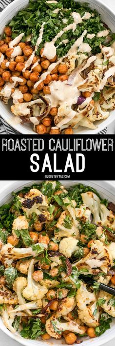 roasted cauliflower salad with carrots and chickpeas