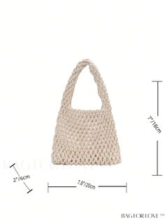 BagForLove - Compact Crochet Bag with Delicate Hollow Design Product Description Color Beige Details Hollow Magnetic No Bag Size Mini Type Crochet Bags Strap Type Double Handle Pattern Type Plain Features Lightweight Closure Type No-closure Composition 100% Polyester Care Instructions Do not wash Material Polyester Size Chart INCH CM Bag Length Bag Width Bag Height Handle Height 7.9 inch 2.4 inch 7.1 inch 4.3 inch Bag Length Bag Width Bag Height Handle Height 20 cm 6 cm 18 cm 11 cm Details Pictu White Crochet Handheld Bag With Braided Handles, White Handheld Crochet Bag With Braided Handles, Lightweight White Rectangular Straw Bag, White Lightweight Rectangular Straw Bag, Handheld Crochet Bags For The Beach, White Crochet Bag For Everyday Use, White Crochet Bag For Everyday, Everyday White Crochet Bag, White Woven Rectangular Hobo Bag