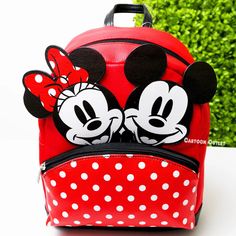 Disney Mickey and Minnie Mouse mini Backpack Faux Leather Red Birthday Gift New | eBay Themed Red Backpack, Cute Red Minnie Mouse Bag, Cute Red Bag For Disney Trips, Red Themed Standard Backpack, Cute Minnie Mouse Backpack For Daily Use, Cute Mickey Mouse Bags For Gifts, Red Minnie Mouse Backpack For Disney Trips, Cute Mickey Mouse Bags As Gift, Disney Red Minnie Mouse Backpack