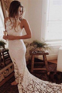 Lace Mermaid Sleeveless Halter Chapel Train Wedding Dresses-Ballbella Open Back Wedding Dresses, Mermaid High, Backless Lace Wedding Dress, Chapel Train Wedding Dress, Bohemian Wedding Dress Lace, Open Back Wedding, Wedding Dresses Mermaid, Wedding Dresses Uk, Cheap Wedding Dresses Online